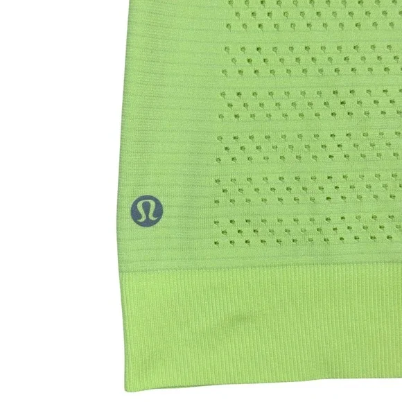 lululemon‎ Women's Seamless Long Sleeve Top Neon Green Est 6 Athleisure Gym Run - Picture 4 of 8